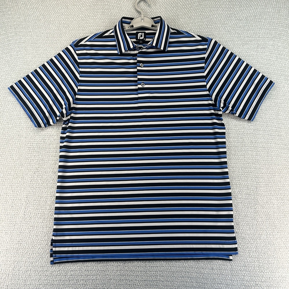 Footjoy Shirt Mens Medium Lisle Multi Stripe Golf Polo Performance Preppy